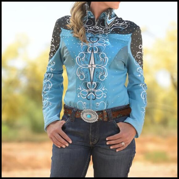 Vintage Western Leather Belt Turquoise Concho Buckle Adjustable Boho Cowgirl - Picture 4 of 6